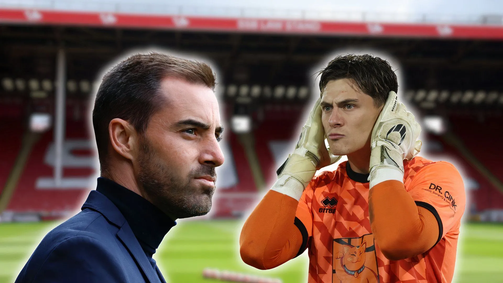 HLV Ruben Selles của Sheffield United cùng Michael Cooper trên sân tập