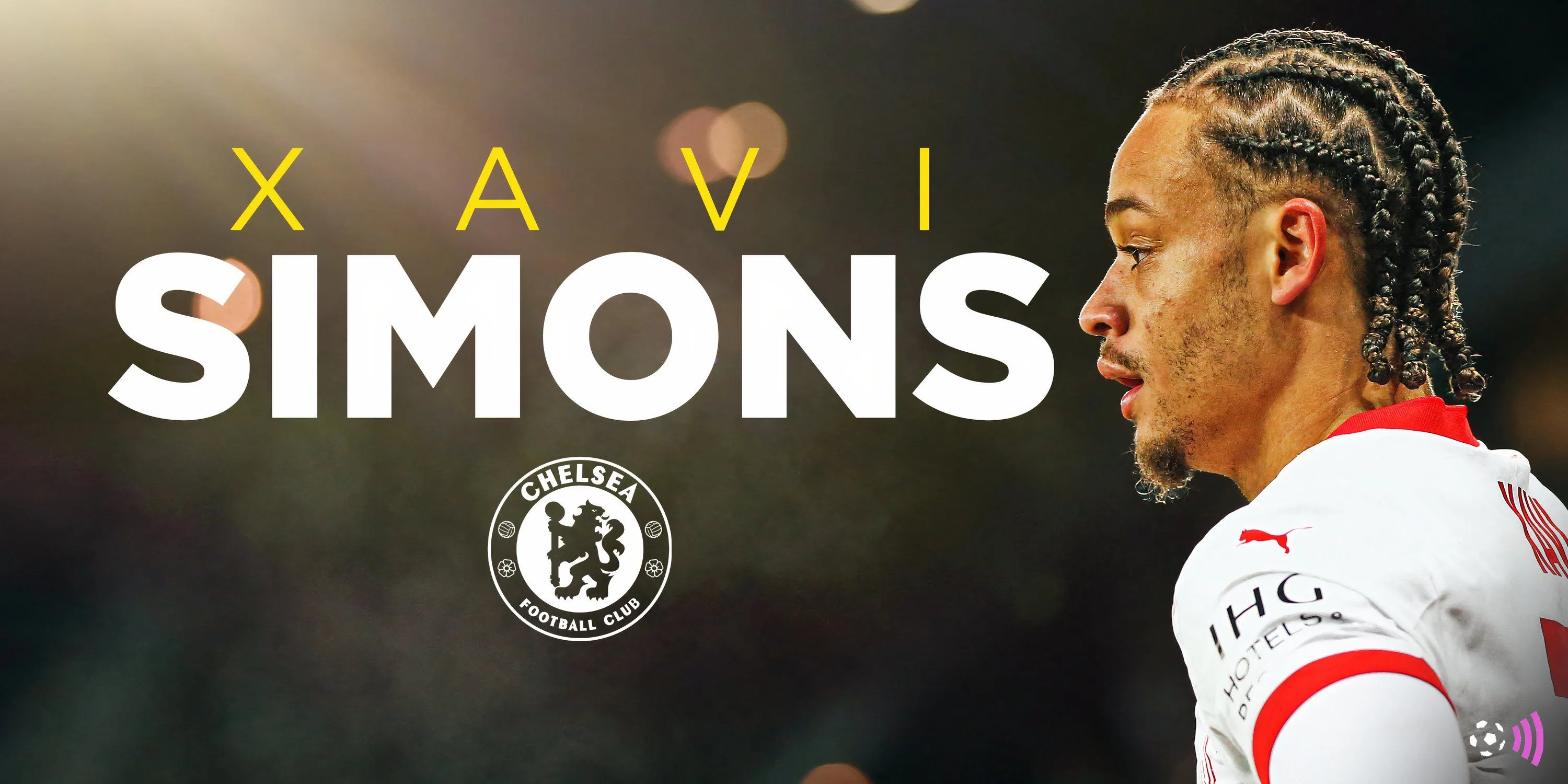 Xavi Simons trong màu áo cũ, được cho là mục tiêu chuyển nhượng tiềm năng của Chelsea.